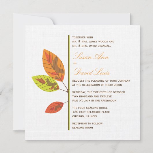 Herbstleaves Hochzeitsempfang Einladung (Vorderseite)