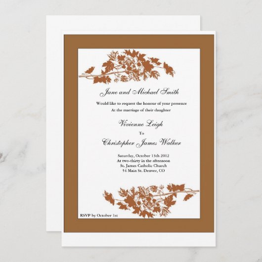 Herbstleaves Hochzeitsempfang Einladung (Vorne/Hinten)