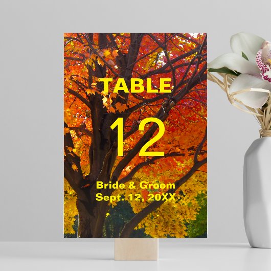 Herbstleaves Hochzeitskarte Tischnummer