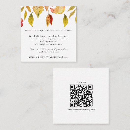 Herbstleaves Hochzeitsplatz für QR-UAWG Begleitkarte (Vorne/Hinten)
