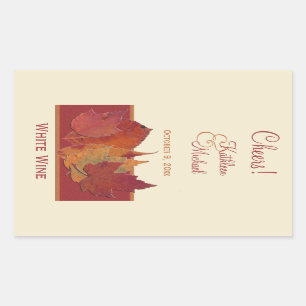 Herbstleaves II Hochzeitwein Rechteckiger Aufkleber