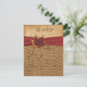 Herbstleaves, IMITATE Burlap-RSVP-Karte RSVP Karte (Stehend Vorderseite)