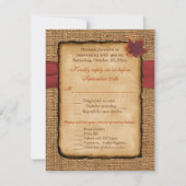 Herbstleaves, IMITATE Burlap-RSVP-Karte RSVP Karte (Rückseite)