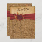Herbstleaves, IMITATE Burlap-RSVP-Karte RSVP Karte (Vorne/Hinten)