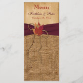 Herbstleaves IMITATE Burlap Wedding Menu Card - We Menükarte (Vorderseite)