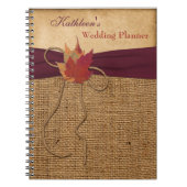 Herbstleaves IMITATE Burlap Wedding Planner - Wein Notizblock (Vorderseite)