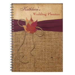 Herbstleaves IMITATE Burlap Wedding Planner - Wein Notizblock
