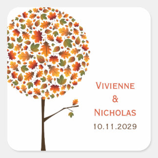 Herbstleaves Moderner Pop Hochzeit im Herbst Stick Quadratischer Aufkleber