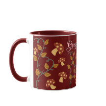 Herbstleaves Mushroom-Tasse mit bearbeitbarem Name