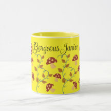 Herbstleaves Mushroom-Tasse mit bearbeitbarem Name