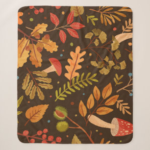 Herbstleaves Mushrooms Vintages Muster Sherpadecke