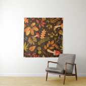 Herbstleaves Mushrooms Vintages Muster Wandteppich (Beispiel (Horizontal))