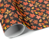 Herbstleaves Muster 01x4b Black BG Geschenkpapier (Rolleneckpunkt)