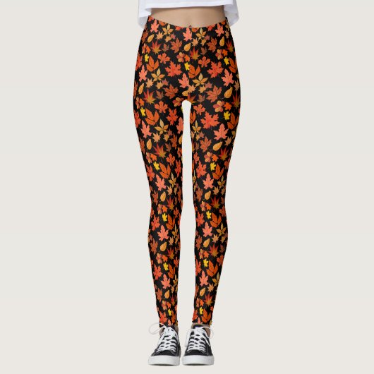 Herbstleaves Muster 01x4b Black BG Leggings (Vorderseite)