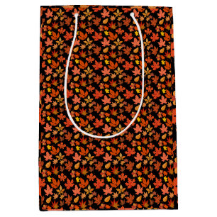 Herbstleaves Muster 01x4b Black BG Mittlere Geschenktüte