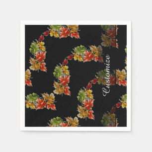 Herbstleaves Muster Black Napkins Serviette