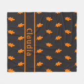 Herbstleaves Muster schwarz Fleecedecke (Vorderseite (Horizontal))