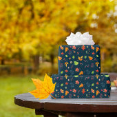 Herbstleaves Muster Wasserfarbenblau Geschenkpapier
