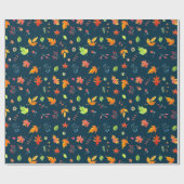 Herbstleaves Muster Wasserfarbenblau Geschenkpapier (Flach)