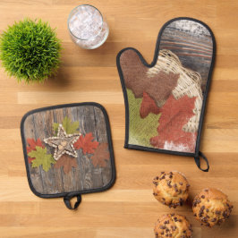 Herbstleaves Ofenhandschuh & Topflappen-Set