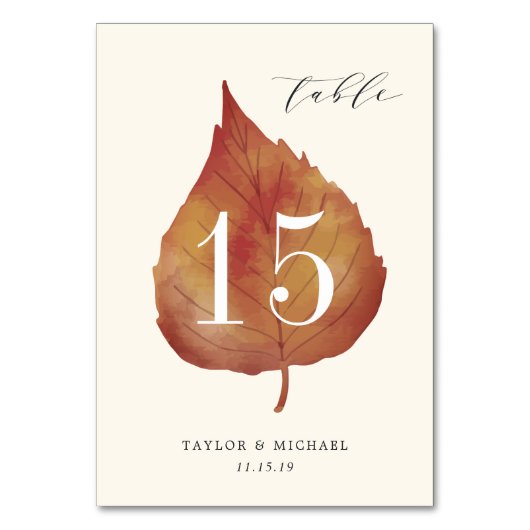 Herbstleaves | PERSONALISIERTE TISCHNUMMER (Rückseite)