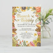 Herbstleaves Pumpkin Brunch Bubbly Brautparty Einladung (Stehend Vorderseite)