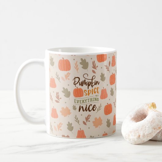 Herbstleaves Pumpkin Fall Pattern Kaffeetasse (Mit Donut)