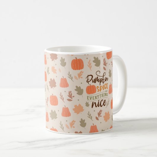 Herbstleaves Pumpkin Fall Pattern Kaffeetasse (VorderseiteRechts)