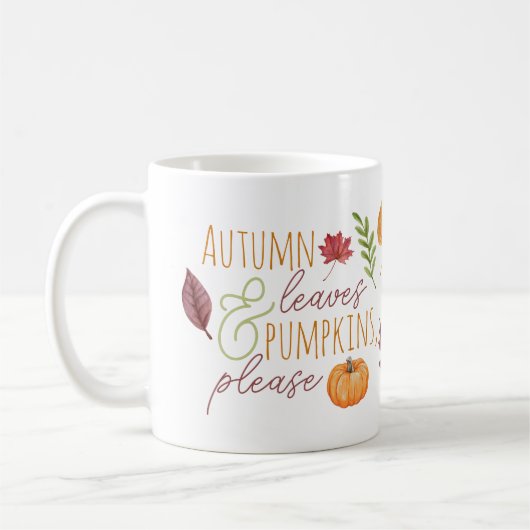 "Herbstleaves & Pumpkins, bitte" Fall Kaffeetasse (Links)