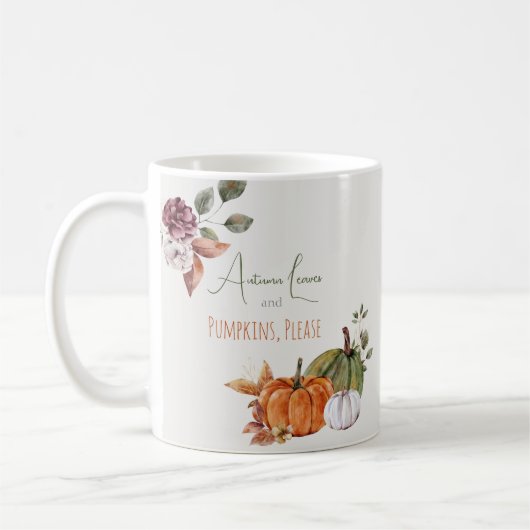 Herbstleaves & Pumpkins Bitte rustikale Wasserfarb Kaffeetasse (Links)