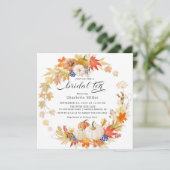 Herbstleaves Pumpkins Bridal Tee Einladung (Stehend Vorderseite)