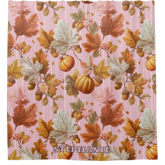 Herbstleaves & Pumpkins Nahtloses Muster Duschvorhang (Vorderseite)