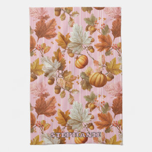 Herbstleaves & Pumpkins Nahtloses Muster Geschirrtuch