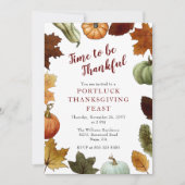 Herbstleaves Pumpkins Rahmen Erntedank Dinner Einladung (Vorderseite)