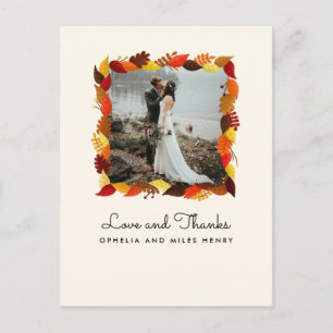 Herbstleaves Rahmen Foto Hochzeit Vielen Dank Postkarte