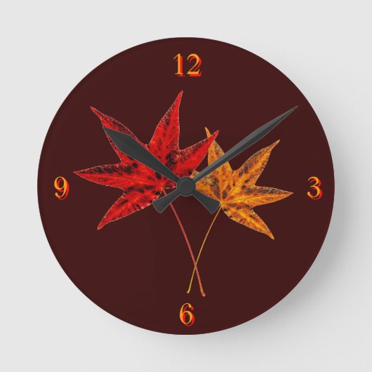 Herbstleaves Runde Wanduhr (Vorderseite)