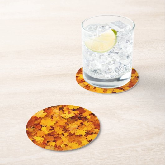 Herbstleaves Runder Pappuntersetzer (Vor Ort)