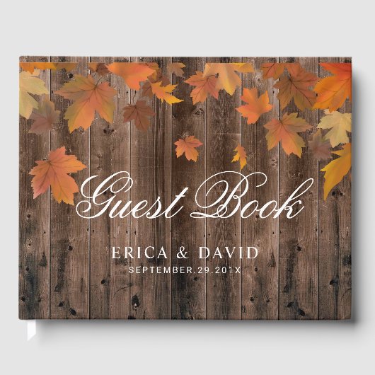 Herbstleaves Rustikale Barnholz-Hochzeit im Herbst Gästebuch (Vorderseite)