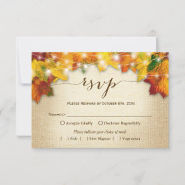 Herbstleaves String Lights Burlap Wedding RSVP