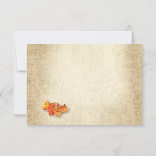 Herbstleaves String Lights Burlap Wedding RSVP (Rückseite)