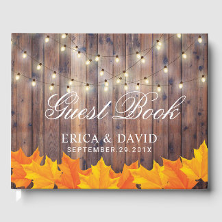 Herbstleaves String Lights Rustikale Barn Hochzeit Gästebuch
