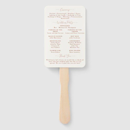 Herbstleaves Terracotta Chic Hochzeitsprogramm Han Fächer (Rückseite)