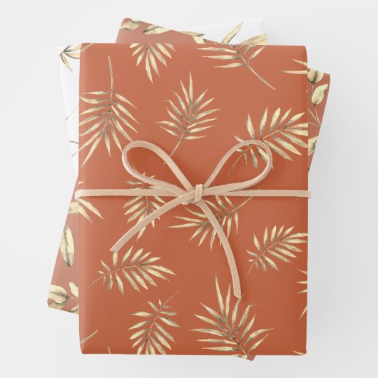 Herbstleaves Terracotta Geschenkpapier Set (Beispiel)