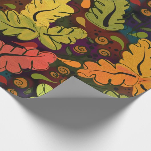 Herbstleaves und Berries Brown Gold Green Geschenkpapier (Ecke)