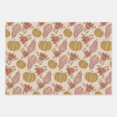 Herbstleaves und Pumpkin-Ernte Geschenkpapier Set (Vorderseite)