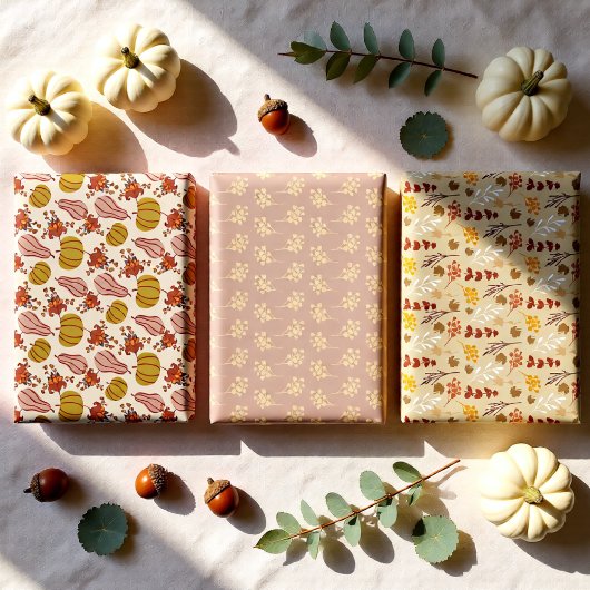 Herbstleaves und Pumpkin-Ernte Geschenkpapier Set