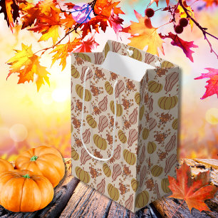 Herbstleaves und Pumpkin-Ernte Mittlere Geschenktüte
