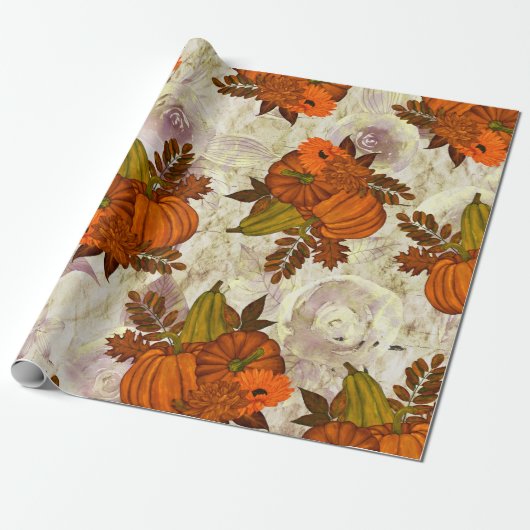 Herbstleaves und Pumpkin Herbstmuster Geschenkpapier (Ungerollt)