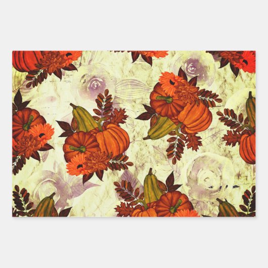 Herbstleaves und Pumpkin Herbstmuster Geschenkpapier Set (Vorderseite 2)