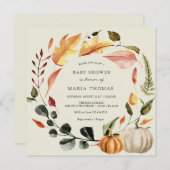 Herbstleaves und Pumpkins Kinderdusche Einladung (Vorne/Hinten)